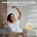 Miniatyrbillede 5 af 7: Promotion Sunset Alarm Clock med Bluetooth Højttaler, Trådløs Oplader, RGB Farveskift, Stemningsbelysning til Soveværelse (Hvid)