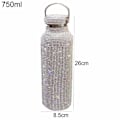 Miniatyrbillede 4 af 5: Diamant Vandflaske, Rustfri Stål Isoleret Vandflaske, Glitter Vandflasker Genopfyldelige Vandflasker til Kvinder Sølv (700ml)