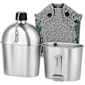 Miniatyrbild 1 av 3: Fältflaska Militär Kit 2st 1000ml 600ml Rostfritt Stål Militär Fältflaska Kopp Set Med Överdragsväska För Utomhus Camping Vandring Backpacking