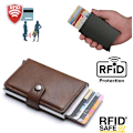 Pikkukuva 1 / 5: Brun RFID-suojattu Lompakko Korttikotelo 5 Korttia (Aito Nahka) Brown Brun