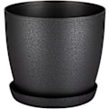 Miniatyrbilde 1 av 7: Hvite hageornamenter hvite potter med skåler - Utendørs blomsterpotter med matt finish og brett - Potter med skåler Svart Black 20cm*17.5cm*14cm