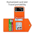 Miniatyrbild 3 av 5: Plånboksfodral Kompatibelt med Galaxy Z Flip 4, Axelbandsrem PU-Läder Skyddande Fodral med Kortfack Orange Orange For Galaxy Z Flip 4