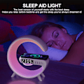 Miniatyrbillede 4 af 7: Promotion Sunset Alarm Clock med Bluetooth Højttaler, Trådløs Oplader, RGB Farveskift, Stemningsbelysning til Soveværelse (Hvid)