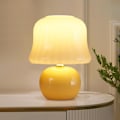 Miniatyrbillede 1 af 6: Svampe Lampe 11\" H Glas Bordlampe Lille Natbord Lampe til Soveværelse, Sød Bordlampe til Hjemmeindretning, Natlys, Gave (Gul Svampe)