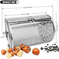 Miniatyrbillede 4 af 5: Roterende kurv i rustfrit stål, grillristtromle, ovnkurv airfryer 360 roterende til jordnødder kaffebønner 12x18cm