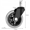 Pikkukuva 6 / 6: 5-pakkauksen toimistotuolin pyörät - 11 mm Transparent Transparent