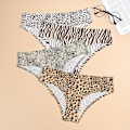 Miniatyrbilde 2 av 7: Sømløse truser for kvinner, usynlige hipster-bikinitruser med myk stretch, 3-pakning, gul leopard, XL
