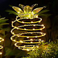 Miniatyrbilde 5 av 5: HKK 2-pakning med solcellelamper i metall med ananas-motiv, 60 LED-lys, vanntette solcellelamper for utendørs bruk