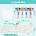 Miniatyrbilde 2 av 7: Baby smekke hvit for maling, 14 stk. personlige baby smekker, 14 stk. tekstiltusjer med 8 sjablonger, malesmekker for nyfødt baby shower jente gutt White