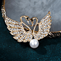 Pikkukuva 6 / 7: e Crystal Swan Brooch Pins Rakastajien Eläin Strassit Broochit J Gold