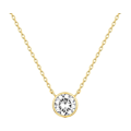 Miniatyrbillede 1 af 6: Forgyldt Cirkel CZ Solitaire Halskæde | Elegant Bezel Vedhæng | Fint Kubisk Zirkonia Halo Choker Halskæder til Kvinder