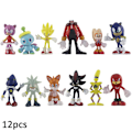 Miniatyrbillede 1 af 5: 12 stk. Sonic Actionfigurer til Børn og Voksne Tegneseriefigurer Legetøj Kagepynt Samleobjekter Model Dukke Legesæt Skrivebordsdekorationer Gaver