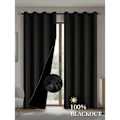 Miniatyrbild 1 av 5: pc Mörkläggningsgardiner med Belagd Isolerande Foder, Gardiner för Vardagsrum, Sovrum, Kök, Heminredning, Rumsdekoration svart{qw} black 132X274CM 1PCS&Grommet Top