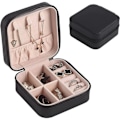 Miniatyrbillede 1 af 5: Bærbar rejse Mini smykkeskrin Mini Organizer Rejsesmykkeskrin til ringe, øreringe (sort)