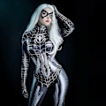 Miniatyrbilde 4 av 4: Kvinners Spiderman Superhelt Sexy Jumpsuit Kostyme Jente Cosplay Antrekk Svart Black 2XL