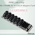 Pikkukuva 2 / 5: M.2 MKEY PCI-E Nouseva kortti M.2 NVME - SATA3.0 PCIE - SATA 6Gpbsx6-portin laajennuskortti ASM1166 Supp