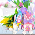 Miniatyrbild 5 av 5: Påskgnom, Aster Gnom Kaninöron Dockor Set, Påsk Ansiktslös Plysch Stickad Docka Påsk Kanin Ornament Prydnader Påskdagsgåva Påskdekoration