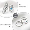Miniatyrbillede 3 af 5: Boho Knuckle Rings Sæt Sølv Turkis Stabelbare Fingerringe Justerbare Åbne Ringe Midi Størrelse Led Knuckle Ring Sæt til Kvinder og Piger 9 stk