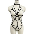 Miniatyrbillede 4 af 5: Punk Body Harness Lingeri til Kvinder, Fuld Talje Strømpebåndssæt, Stroppet Ramme Cage Rave BH'er