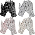 Miniatyrbillede 1 af 5: 4 par dame vinter touch screen handsker varme fleeceforede strikhandsker elastiske