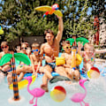 Miniatyrbillede 4 af 5: Oppustelig Palme Flamingo Banan Strandbold Papegøje Strand Pool Legetøj til Tropisk Hawaiiansk Luau Fest Sommer Pool Strand Fest Dekorationer
