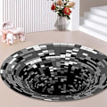 Miniatyrbillede 2 af 5: 3D Vortex Tæppe, Rundt Polyester Område Tæppe Sort Hvid Bundløst Hul Optisk Illusion Gulvmåtte Stue Skridsikker Indretning Dørmåtte-A Oval 40x40cm