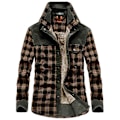 Miniatyrbillede 2 af 5: Herre Wanderer Jakke, Overland Flannel Jakke, Langærmet Varm Fleece Skjorte Herre Plaid Skjorte Fest Fritid