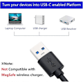 Pikkukuva 3 / 5: Heytea USB 3.0 Type A uros - USB 3.0 Type C naaras -liitinmuunninadapteri (musta) (0,9 m)