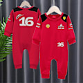 Miniatyrbild 1 av 3: Tib 2023 Vår och Höst Nya Baby Pojkar och Flickor F1 Racing Utomhus Extrem Sport Rött Team 16 55 Förare Bodysuit Baby One Piece 4T WCLTY-173