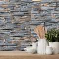 Pikkukuva 4 / 6: 54 kpl 3D mosaiikki seinälaatta tarra itseliimautuva Rustic Stone Brick,20x10cm
