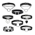 8-pack PU läder choker halsband läder svart