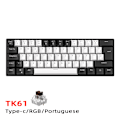 Miniatyrbild 1 av 3: Membran Gaming Tangentbord 61 Tangenter RGB Bakgrundsbelysning Ergonomisk USB-gränssnitt Dator Tangentbord för Windows System Kontor Hem Vit Svart