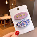 Miniatyrbillede 3 af 4: 4 stk. Stof Hårspænder Klikspænder Blomsterprint Hårnåle Skridsikre Hårspænder Sødt Hårtilbehør til Kvinder Piger