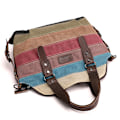 Miniatyrbillede 3 af 3: Canvas afslappet retro mode kunstskole one-shoulder crossbody stor kapacitet dame taske kontrastfarve syning taske