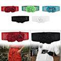 Miniatyrbilde 2 av 5: Elastisk midjebelte, bredt belte for kvinner for bluse, genser, maxi-skjorter Red