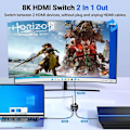 Miniatyrbillede 4 af 4: 8K 60Hz HDMI-switch med splitter, dobbeltrettet 1x2/2x1, tovejs HDMI-kompatibel switcher-vælger 2 ind 1 ud til projektor PS4/3 Xbox TV-boks switcher-adapter