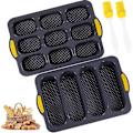 Miniatyrbillede 1 af 5: 2-delt silikone baguetteform, baguettepande, non-stick perforeret form, 4 Gri ~