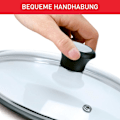 Miniatyrbillede 4 af 5: Glaslåg 28 cm, rustfri stålramme, tåler opvaskemaskine, dampventil, termoplastiske håndtag