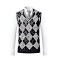 Miniatyrbilde 1 av 2: Yynuda Herre Cashmere Pullover Ullblanding Ermeløs Strikket V-halsgenser L Dark Blue