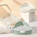 Miniatyrbild 3 av 5: Liten Djur Toalett Plast Triangulär Hörntoalett med Galler Potträning för Kanin Marsvin
