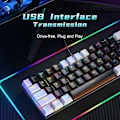 Miniatyrbillede 3 af 3: Membran Gaming Tastatur 61 Taster RGB Baggrundslys Ergonomisk USB Interface Computertastatur til Windows System Kontor Hjem Hvid Sort