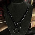 Miniatyrbilde 3 av 5: Hjerte O-ring Slip Chain Halskjede for Kvinner Rustfritt Stål Kubansk Kjede Hjerte Halskjede Punk Rock Krage Halskjede Håndlaget Justerbar Lariat Y Halskjede Black