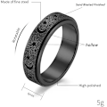 Miniatyrbillede 3 af 5: Titanium Rustfrit Stål Spinner Ringe Måne og Stjerne Fidget Ring Stresslindrende Angst Ring Forlovelse Bryllup Løfte Ring til Kvinder Mænd Størrelse 5-12