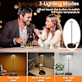 Miniatyrbilde 2 av 5: LED Touch Trådløs Bordlampe, Oppladbar Bærbar Bordlampe, 3 Lysstyrkenivåer Dimbar Skrivebordslampe for Soverom Hjem Lesing Kontor Bar Kafé Terrasse Black