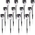 Miniatyrbillede 1 af 4: Solcellelampe, Udendørs Have LED-lys, Landskabs- / Stibelysning, Rustfrit Stål, Pakke med 12, Hvid (shikai)-YUHAO