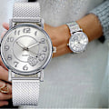 Miniatyrbillede 2 af 3: Dame Quartz Diamant Ur Hjerteformet Parur