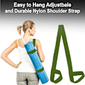 Miniatyrbilde 2 av 5: Yogastrikker Justerbare Ringer Treningsmatteholder Gymmattebærer Bærbare Skulderstropper Sling Stretch-stropper for Alle Mattestørrelser