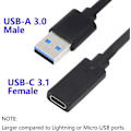 Pikkukuva 2 / 5: Heytea USB 3.0 Type A uros - USB 3.0 Type C naaras -liitinmuunninadapteri (musta) (0,9 m)