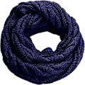 Miniatyrbilde 1 av 5: Damers Tykk Ribbestrikket Vinter Infinity Circle Loop Skjerf Premium Twist Navy Blue