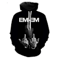 Miniatyrbillede 1 af 2: Eminem Printet Hættetrøje Rap Mænd Kvinder Hættetrøje Varm Trøje Top Sort M